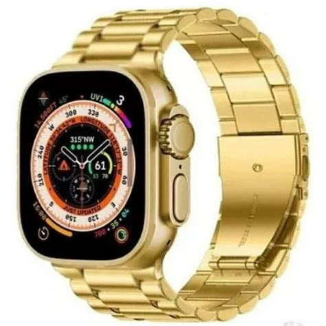 smartwatch gold|smart watch with gold strap.